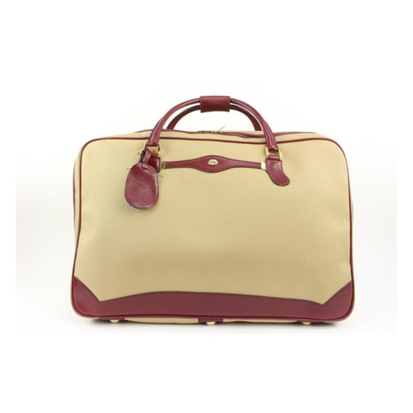 Gucci Large Beige x Burgundy Suitcase Luggage 63g218s - Picture 1 of 12